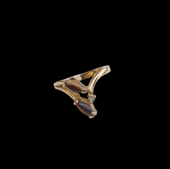 DAC Brown Stone Gold Ring  (VTG) - Picture 8 of 11